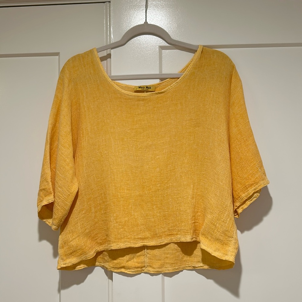 Yellow Italian Gauze Linen Top